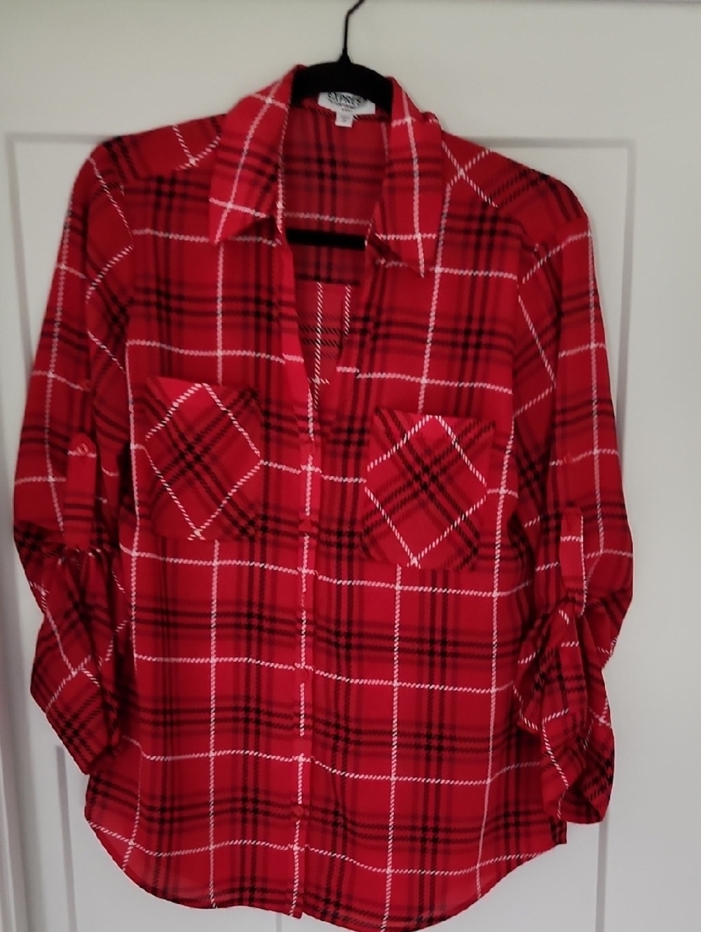 Express Red Plaid Button-Up Shirt